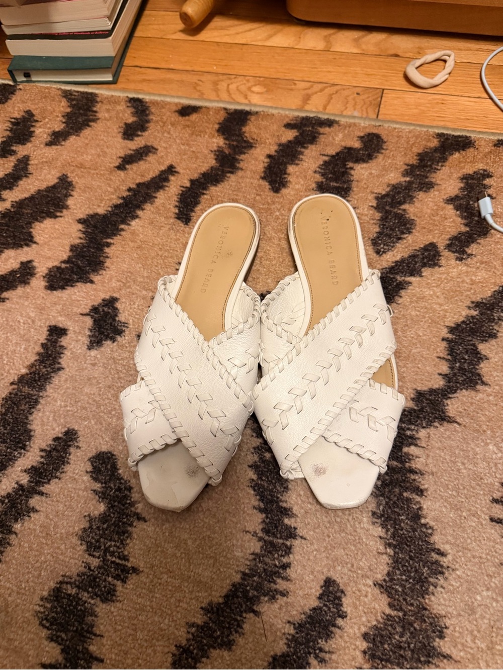 Veronica Beard white Women's dodo White Braided leather Slide Sandals - Picture 2 of 6